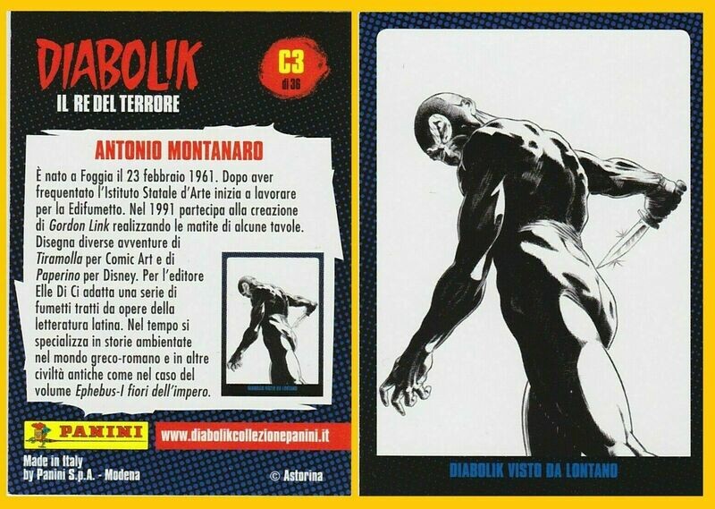 Figurina - Diabolik il re del Terrore - Sticker no. C3 -   Nuova -Ed Panini - ITALIA