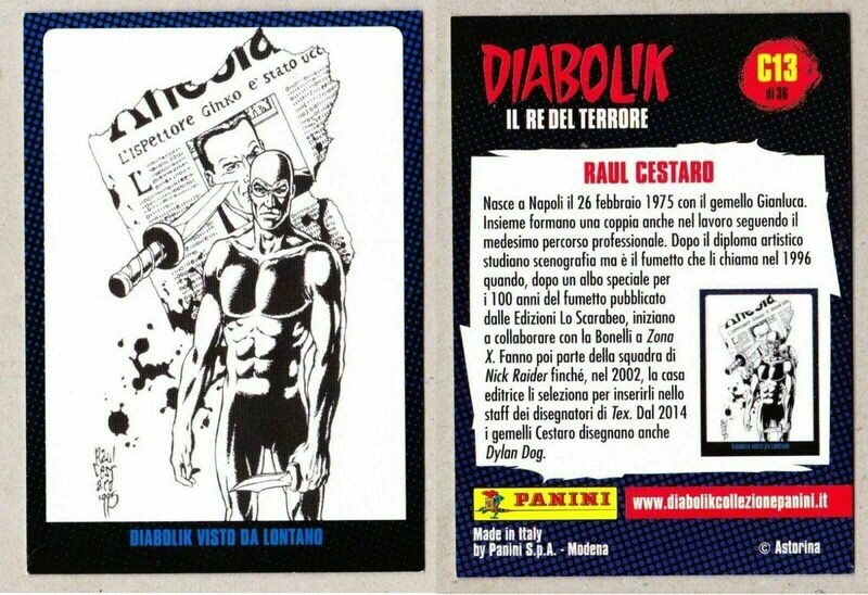 Figurina - Diabolik il re del Terrore - Sticker no. C13 -   Nuova -Ed Panini - ITALIA