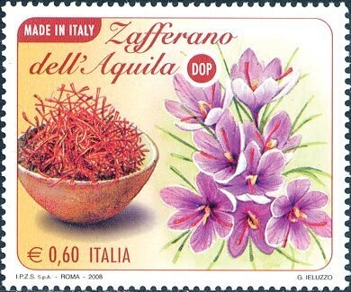 Francobollo - Rep. Italia - Made in Italy- Saffron (su frammento) - 0,6 - 2008 - Usato