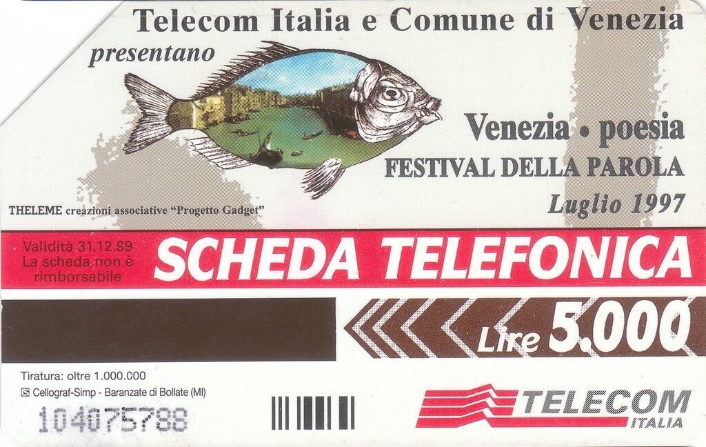 carte telefoniche - Venezia Poesia - Calmati -italia da L.5000 Cellograf (catalogo) C&C:2700, Gol:639 Usata