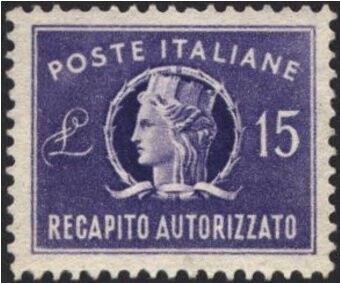 Francobollo - Rep. Italia - Recapito Autorizzato - 15 L - 1949 - Usato