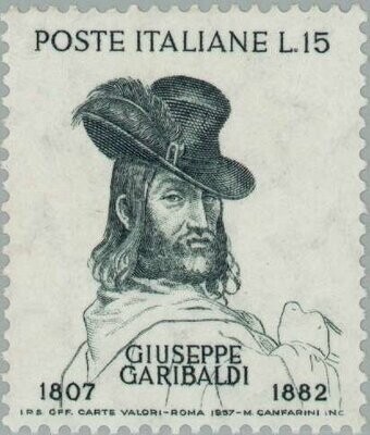 Francobollo - Rep. Italia - Portrait of Giuseppe Garibaldi - 15 L - 1957 - Usato