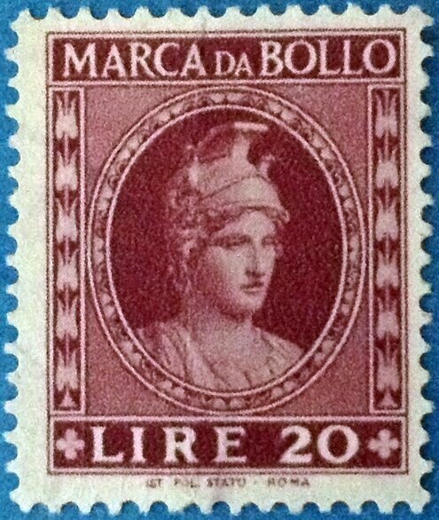 Francobollo - Rep. Italia - Italy helmeted - 20 L - 1953 - Usato Marca da bollo