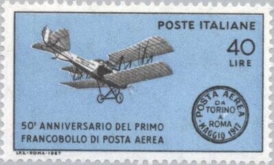 Francobollo - Rep. Italia - Air "Pomilio PC 1" that carried the first airmail in the wor - 25 L - 1967 - Usato