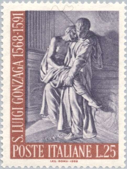 Francobollo - Rep. Italia - St. Louis while carrying a patient in the hospital - 25 L - 1968 - Usato