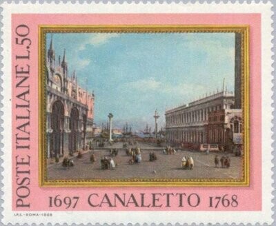 Francobollo - Rep. Italia - Painting "The square" of Canaletto - 50 L - 1968 - Usato