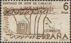Francobollo - Spagna - Map of Caracas - 6 PTAS - 1968 - Usato