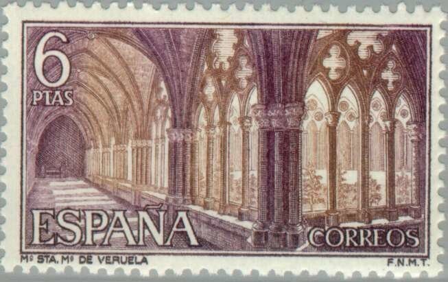 Francobollo - Spagna - Monastery of Veruela - 6 PTAS - 1967 - Usato