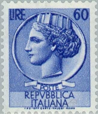 Francobollo - Rep. Italia - Coin of Syracuse - 60 L - 1955 - Usato