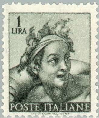 Francobollo - Rep. Italia - Head of "naked" - 1 L. - 1961 - Usato