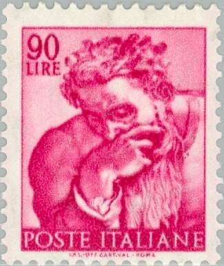 Francobollo - Rep. Italia - Head of the prophet Jeremiah - 90 L - 1961 - Usato
