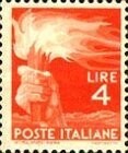 Francobollo - Rep. Italia - Hand holding a torch - 4 L - 1946 - Usato Francobollo - Rep. Italia - Hand holding a torch - 4 L - 1946 - Usato