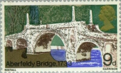 Francobollo - Regno Unito - Aberfeldy Bridge, 1733 - 9 D - 1968 - Usato
