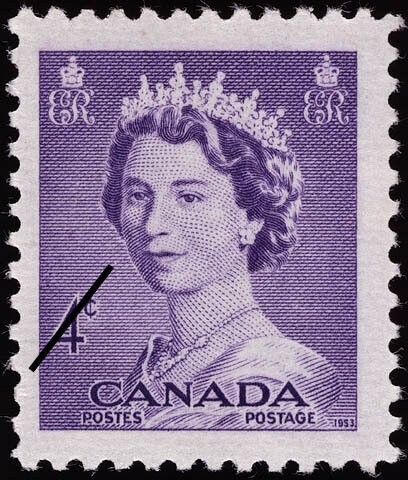 Francobollo - Canada - Queen Elizabeth II - 4 C - 1953 - Usato