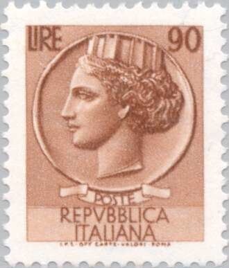 Francobollo - Rep. Italia - Coin of Syracuse - 90 L - 1968 - Usato
