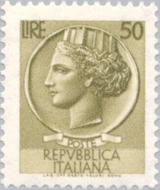 Francobollo - Rep. Italia - Coin of Syracuse - 50 L - 1968 - Usato