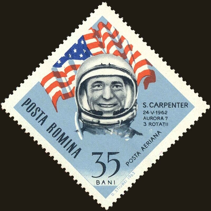 Francobollo - Romania - Scott Carpenter - 35 Bani - 1964 - Usato
