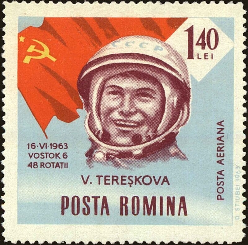 Francobollo - Romania - Valentina Tereschkova - 1,40 Lei - 1964 -Usato
