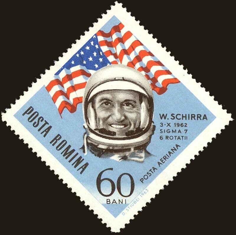 Francobollo - Romania - Walter Schirra - 60 Bani - 1964 -Usato