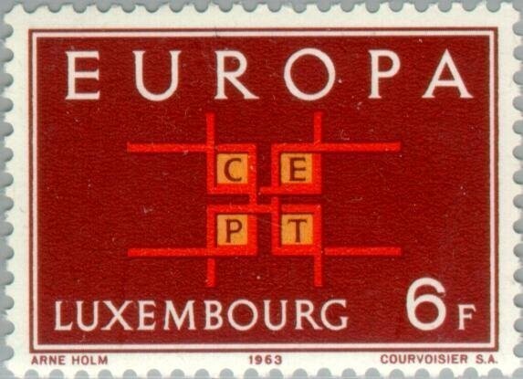 Francobollo - Lussemburgo - C.E.P.T.- Square - 6 F - 1963 - Usato