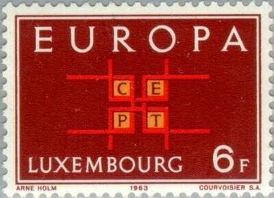 Francobollo - Lussemburgo - C.E.P.T.- Square - 6 F - 1963 - Usato