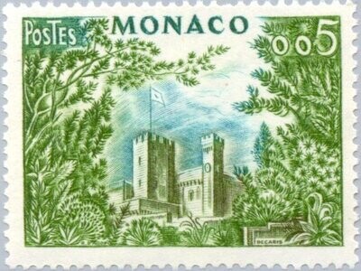 Francobollo - Principato di Monaco - Prince's Palace, surrounded by trees - 0,05 F - 1960 - Usato