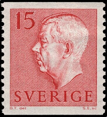 Francobollo -Svezia-King Gustaf VI Adolf-15 Ore-1957-Usato