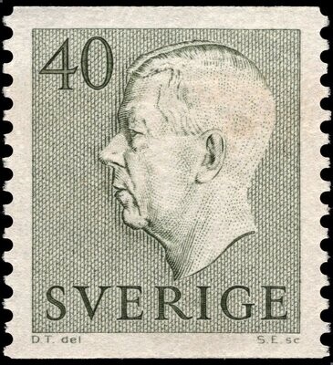Francobollo -Svezia-King Gustaf VI Adolf - with imprint-40 Ore-1957 -Usato