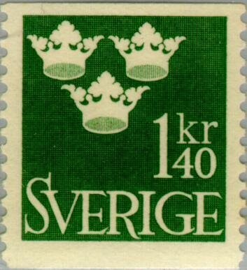 Francobollo -Svezia-Three Crowns-1,40 K--1948- Usato