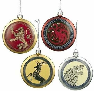 Game of Thrones House Crests Flat Shield Disk Christmas Ornaments Set of 4 by Kurt Adler