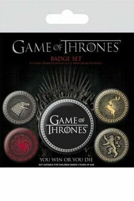 Game Of Thrones Pin Badges 5-Pack Great Houses