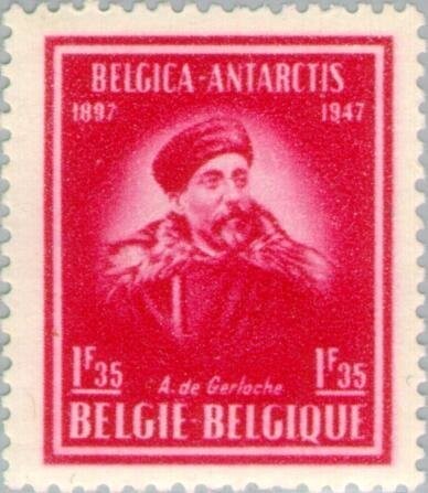Francobollo - Belgio - Captain Adrien de Gerlache (expedition leader) - 1,35 F - 1947 - Usato