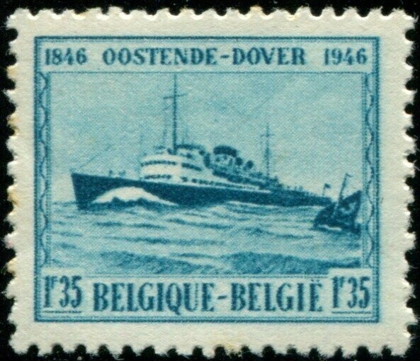 Francobollo - Belgio - Prince Baudouin" (mail steamer) - 1,35 F - 1946 - Usato