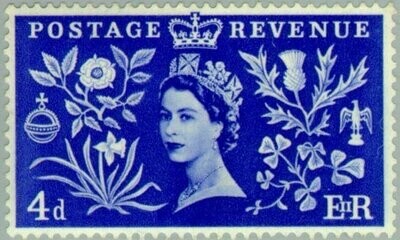 Francobollo - Regno Unito - Queen Elizabeth II - 4 D - 1953 - Usato
