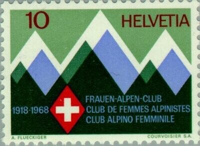 Francobollo - Svizzera - Stylized mountains & club badge - 10 C - 1968 - Usato