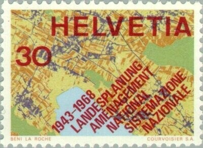 Francobollo - Svizzera - Map & inscription - 30 C - 1968 - Usato