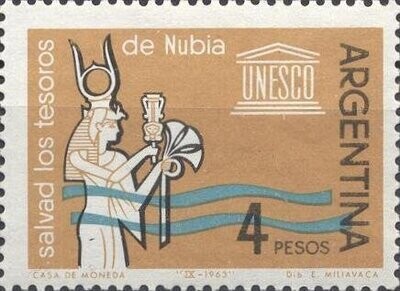 Francobollo - Argentina - Treasures of Nubia - 4 P - 1963 - Usato