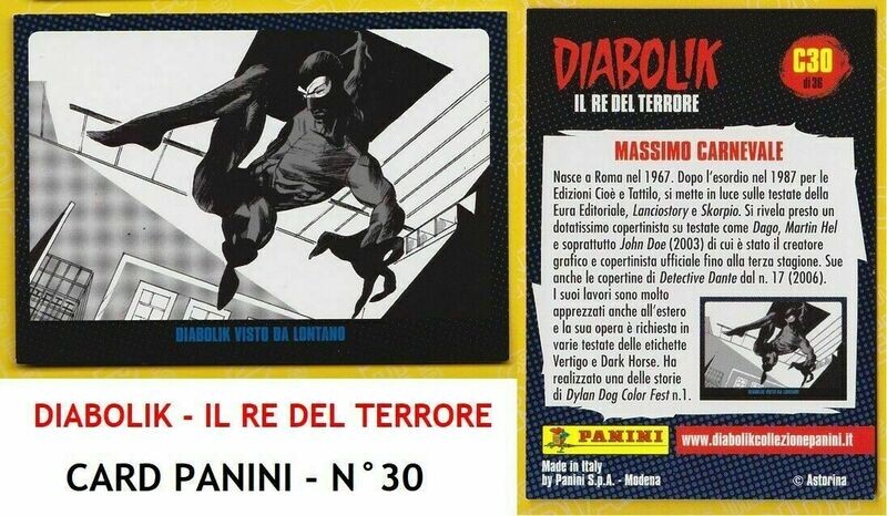 Figurina - Diabolik il re del Terrore - Sticker no. C30 -   Nuova -Ed Panini - ITALIA