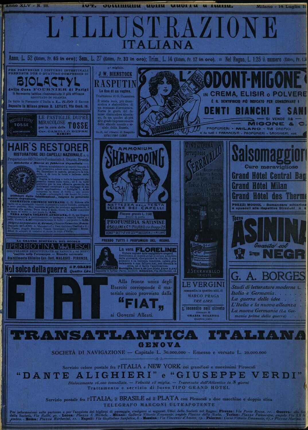 L'illustrazione Italiana anno XLV N.28 del 1918