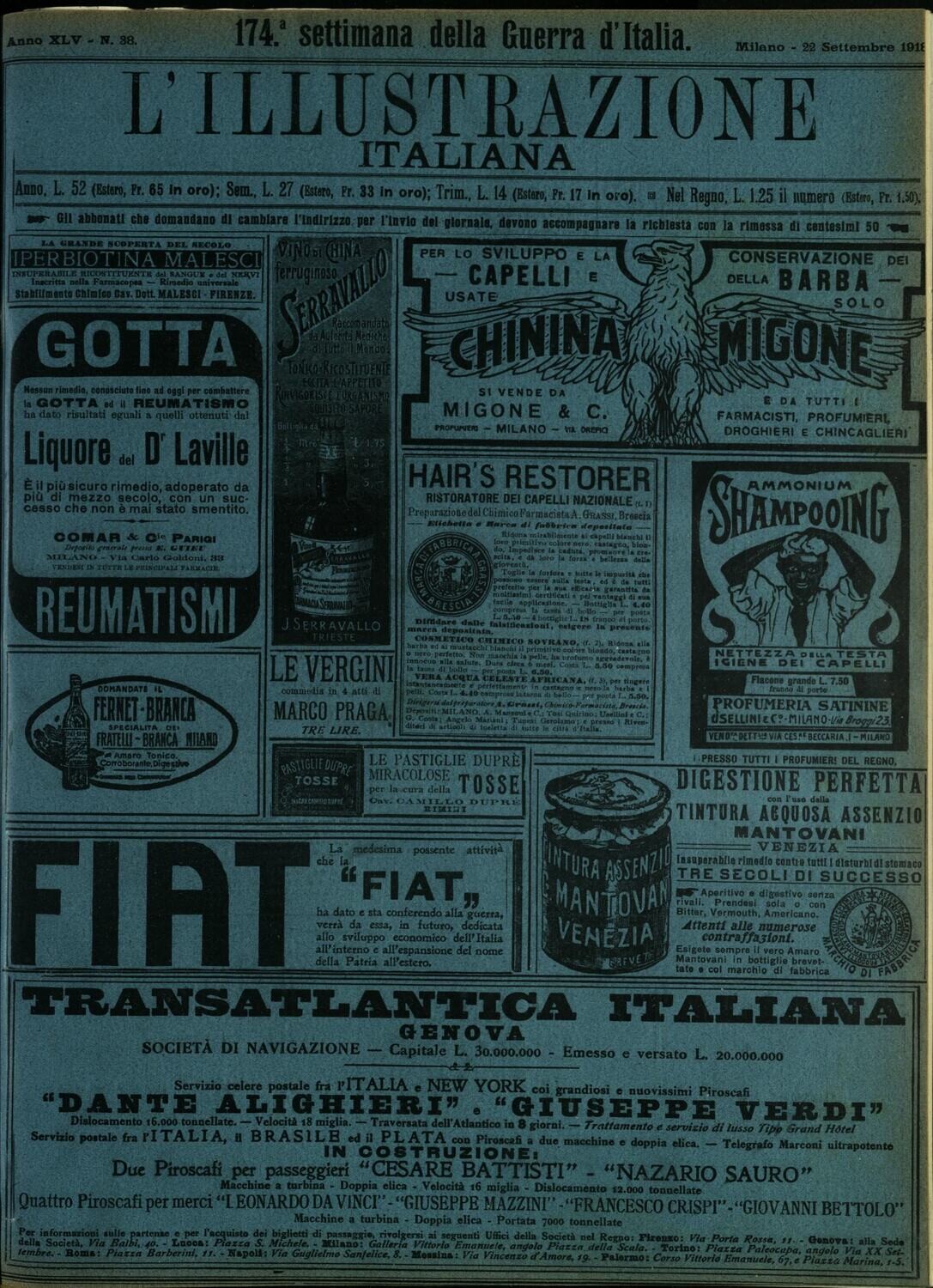 L'illustrazione Italiana anno XLV N.38 del 1918