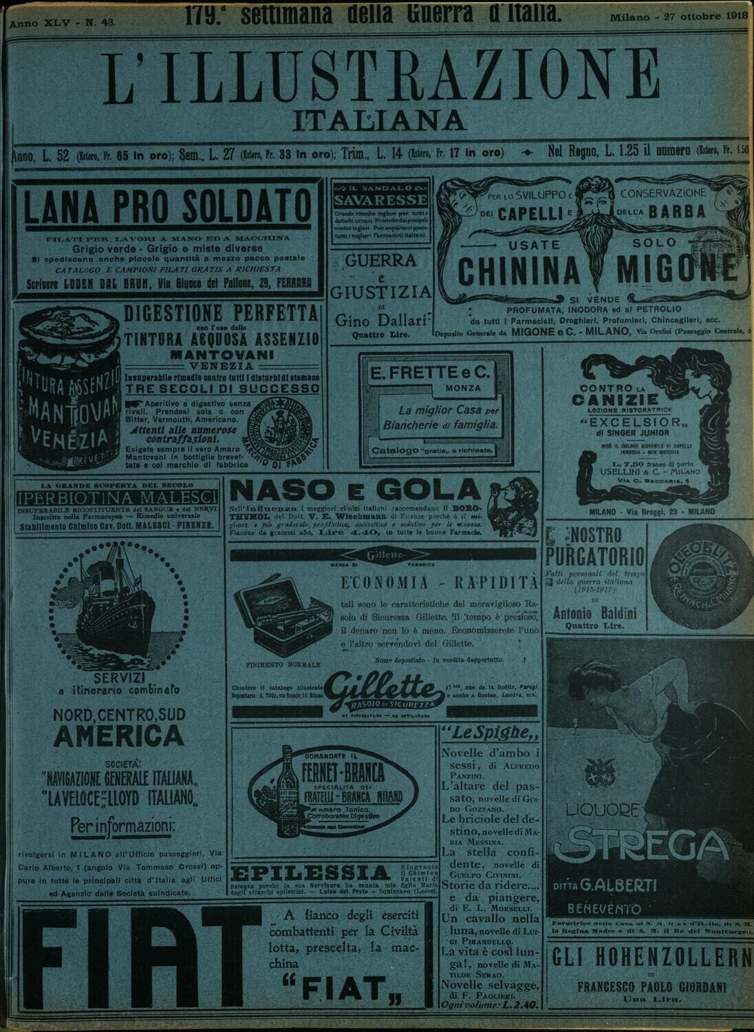 L'illustrazione Italiana anno XLV N.43 del 1918