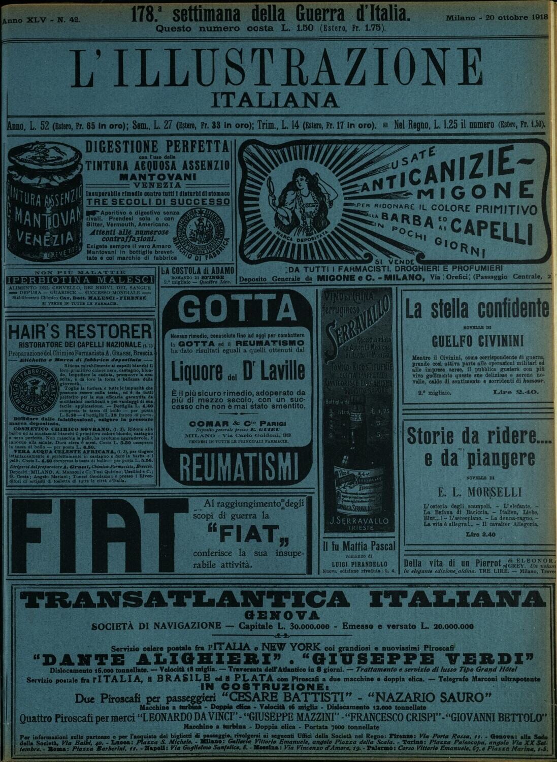 L'illustrazione Italiana anno XLV N.42 del 1918