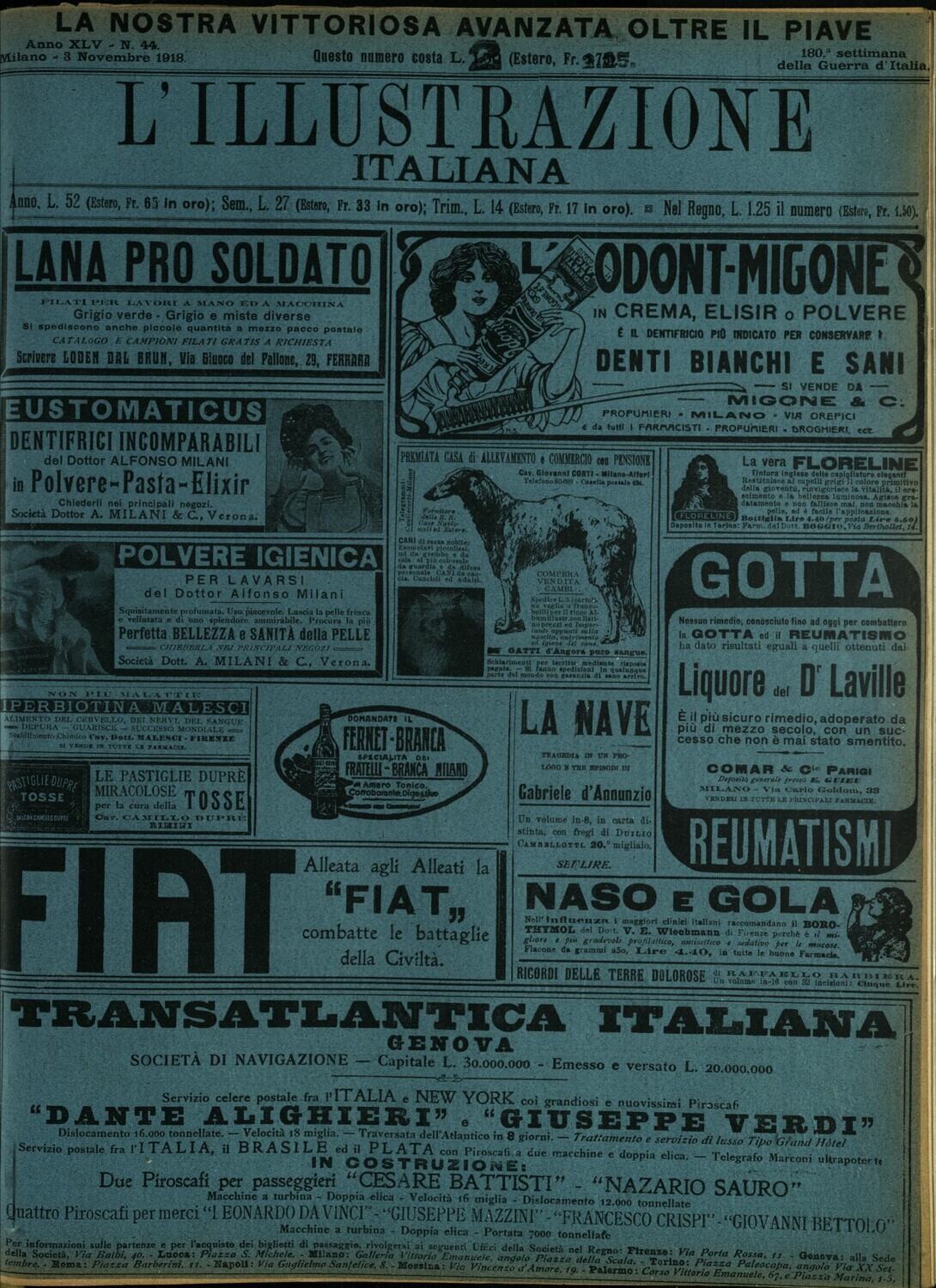 L'illustrazione Italiana anno XLV N.44 del 1918