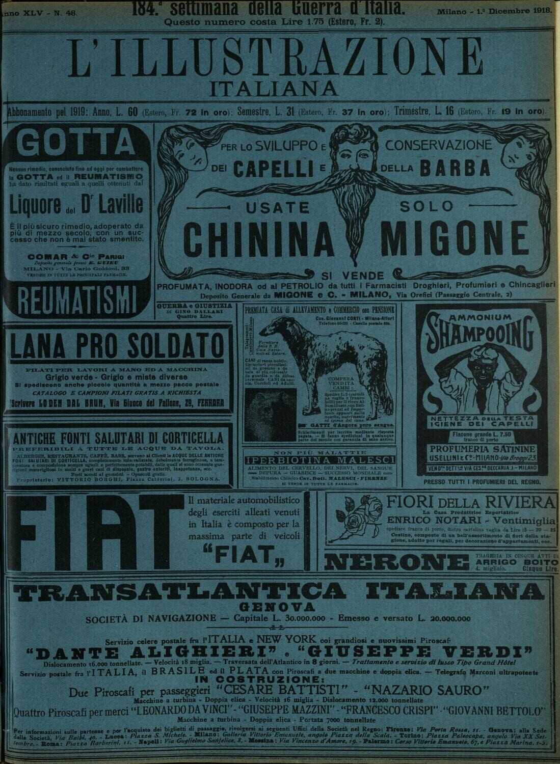 L'illustrazione Italiana anno XLV N.48 del 1918