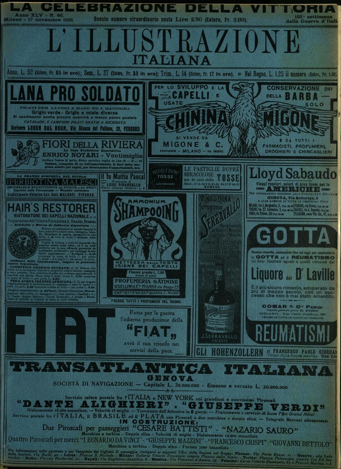 L'illustrazione Italiana anno XLV N.46 del 1918