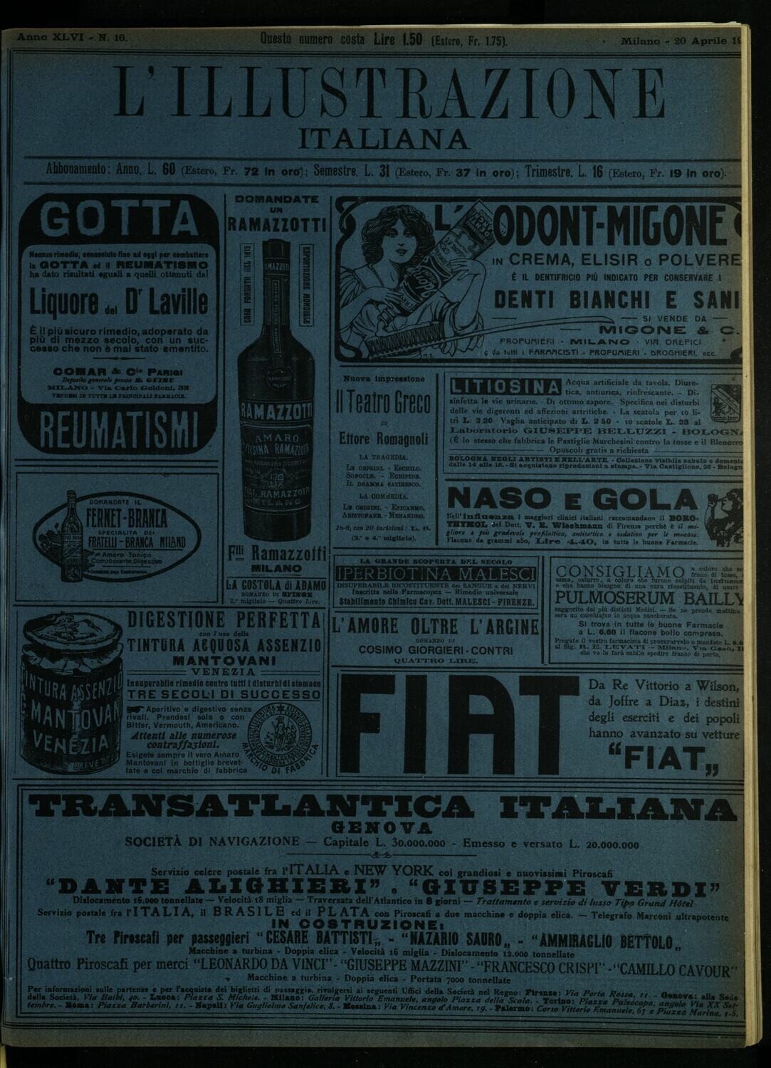 L'illustrazione Italiana anno XLVI N.16 del 1919