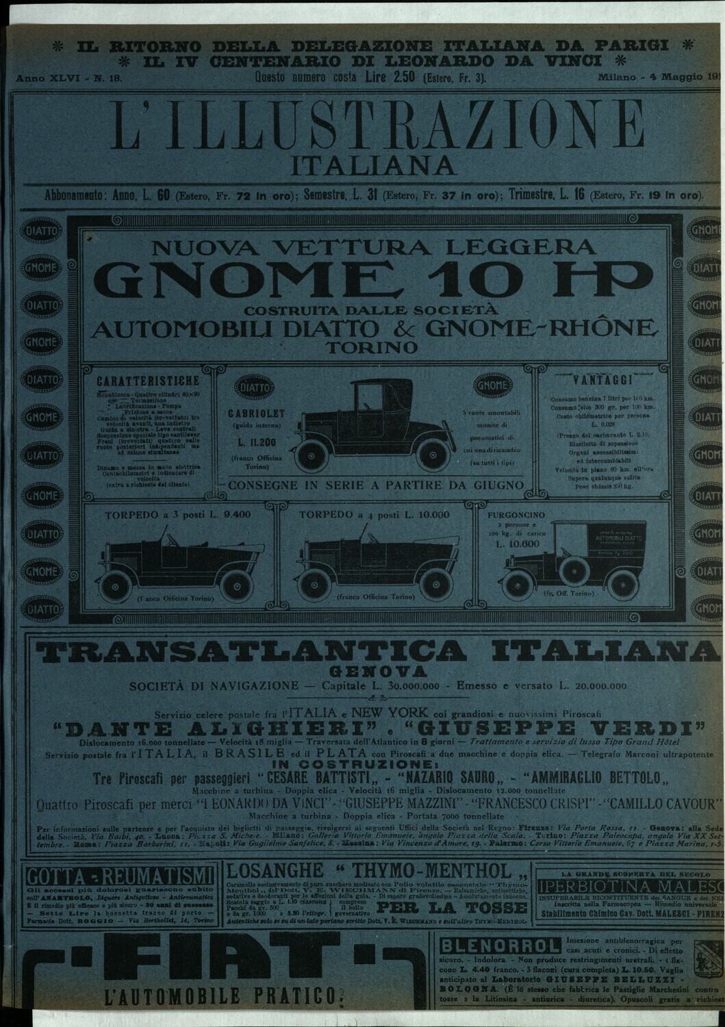 L'illustrazione Italiana anno XLVI N.18 del 1919
