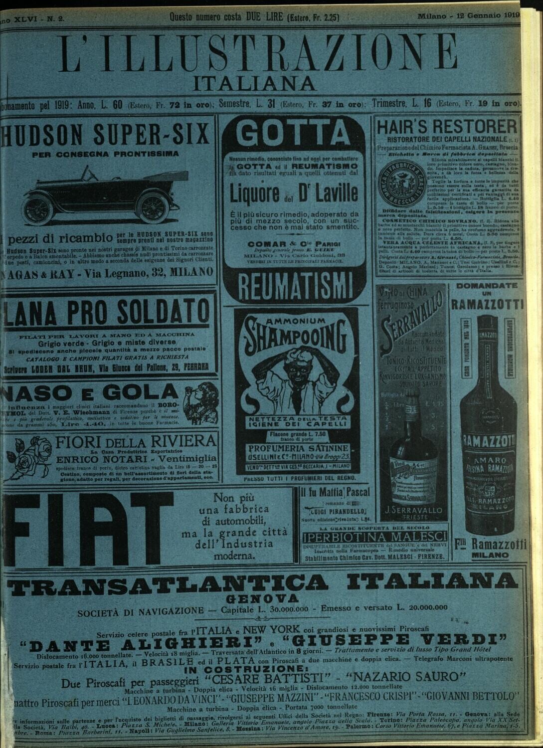 L'illustrazione Italiana anno XLVI N.2 del 1919