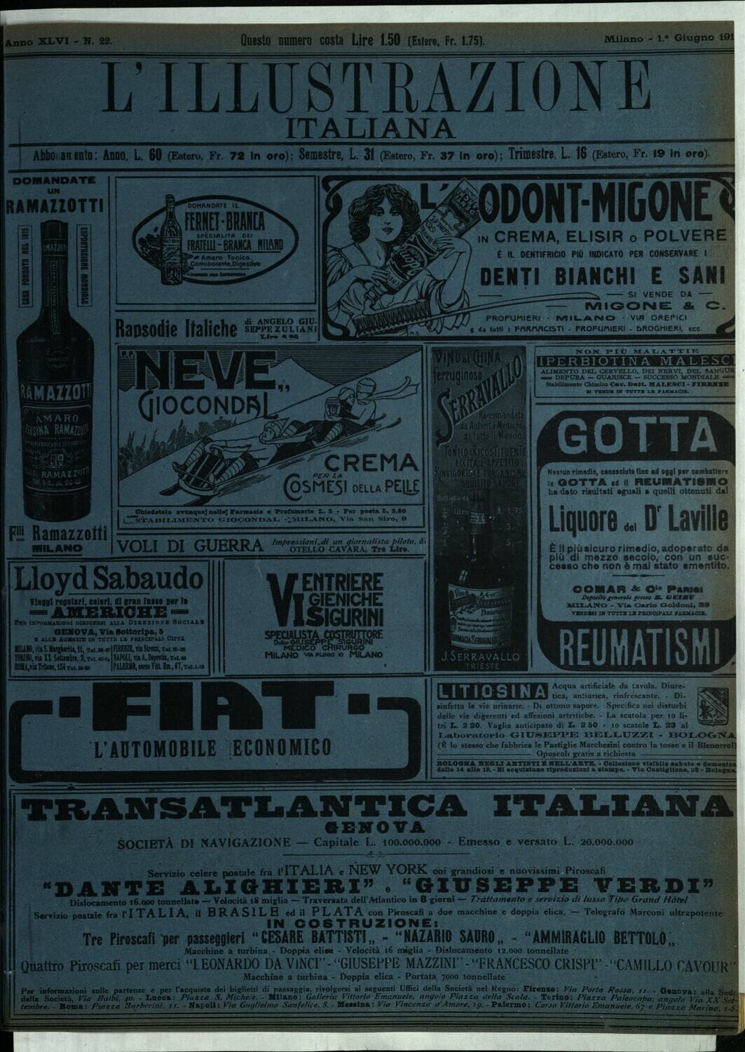L'illustrazione Italiana anno XLVI N.22 del 1919