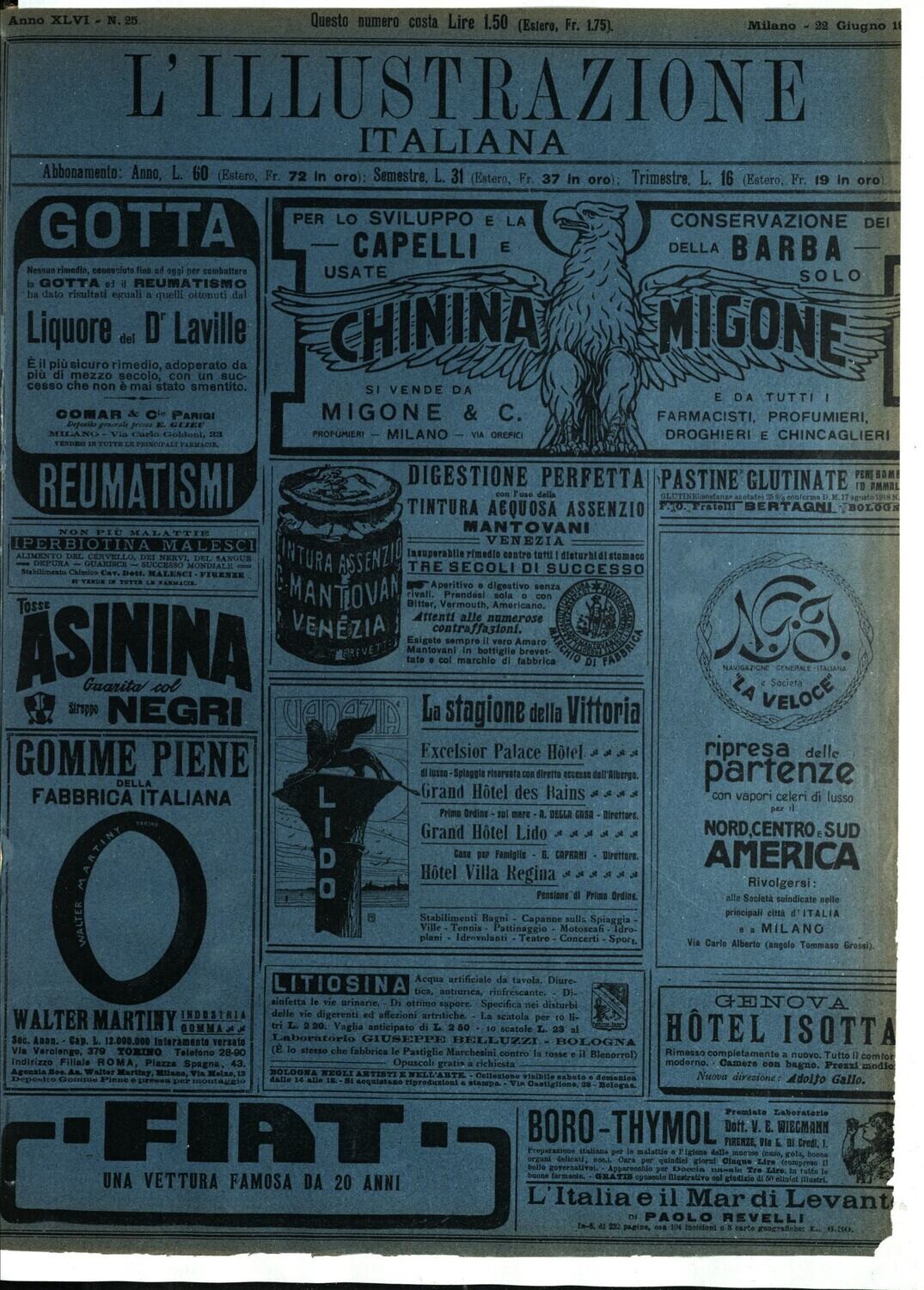 L'illustrazione Italiana anno XLVI N.25 del 1919